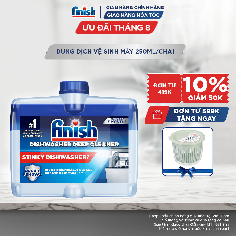 Dung Dịch Tẩy Rửa Máy Rửa Chén Bát Finish Dishwasher Deep Cleaner - chai 250ML