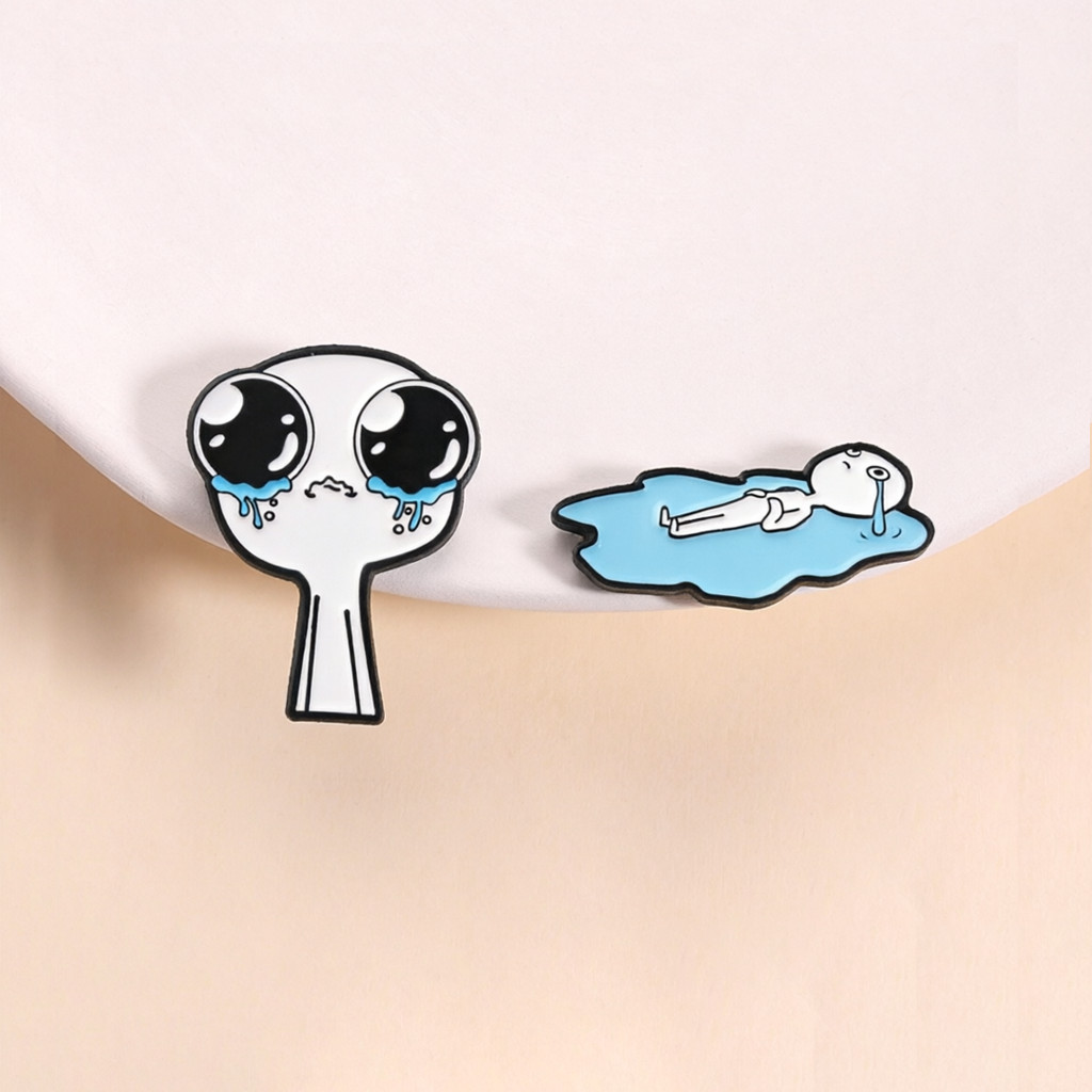Ngộ nghĩnh Cảm Xúc Khóc Meme Men Trâm Mắt To Khóc Người & Nằm Trong Nước Mắt Ve Áo Cho Quần Áo Mũ Tú