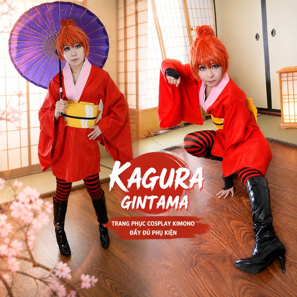 Gintama Yoshihara Kagura cos trang phục Kimono Halloween cosplay Trang phục đầy đủ