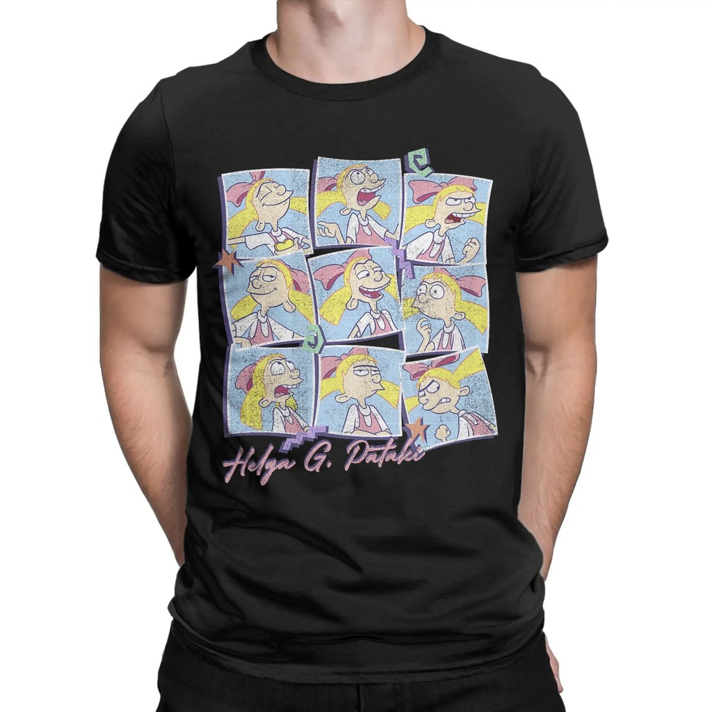 [Truyền nhiệt mực trắng] Hey Arnold Hey Arnold Anime In họa tiết Nam Áo thun ngắn tay cổ tròn 100% C