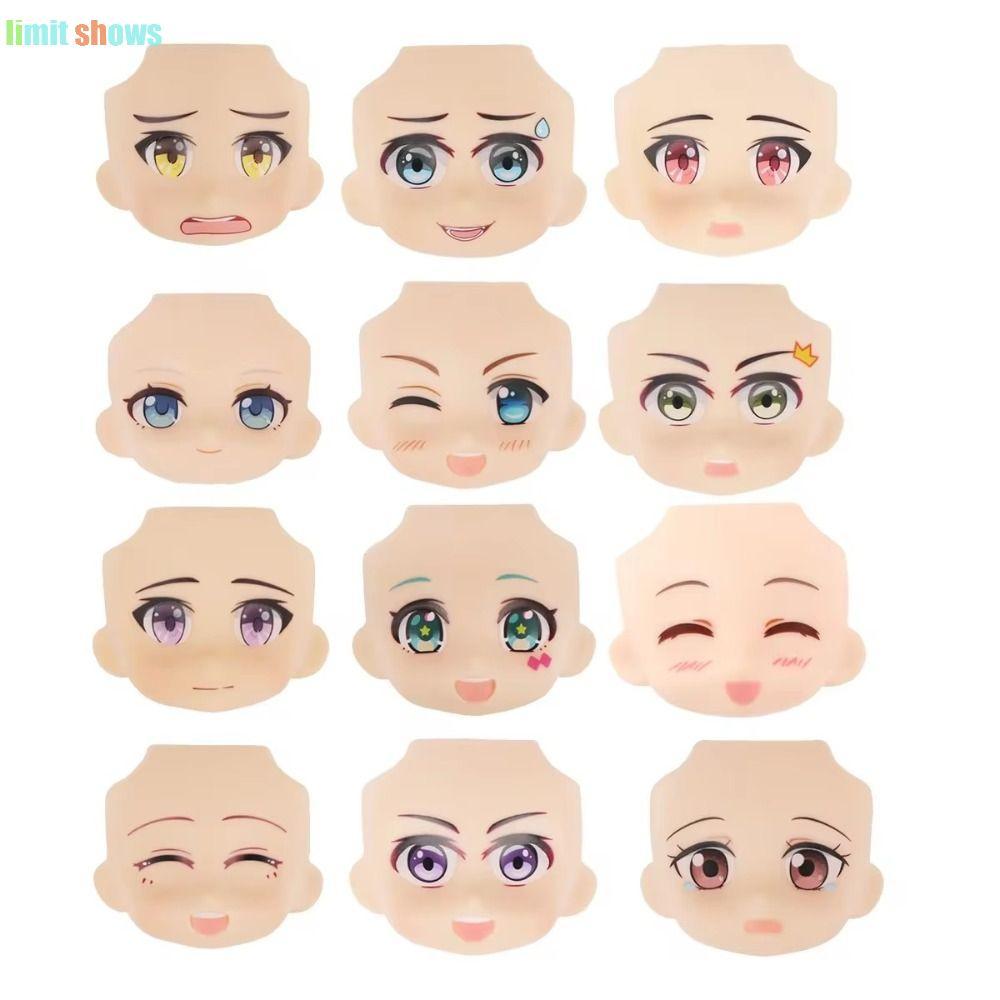 GIỚI HẠN HIỂN THỊ Mặt búp bê OB11, GSC Head 3D Decal Eyes Doll Mặt thay thế búp bê, 1 / 12 BJD Clay 
