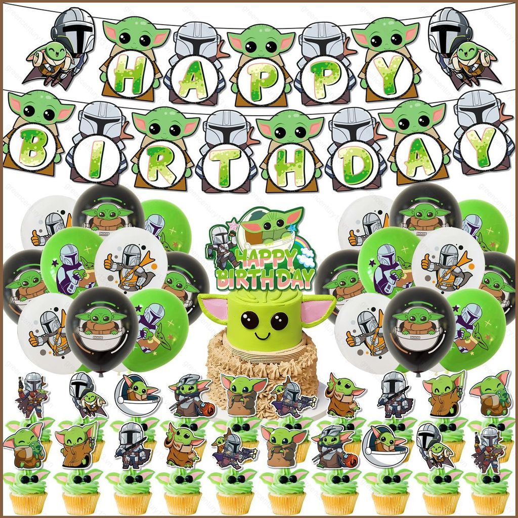 G13 Star Wars The Mandalorian Grogu trang trí tiệc sinh nhật biểu ngữ bánh topper bóng bay G13