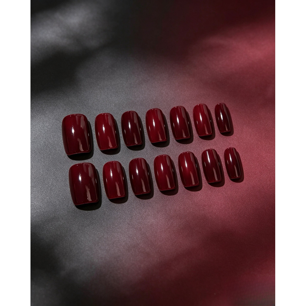 New Ruby Short Handmade Press On Nails 00098