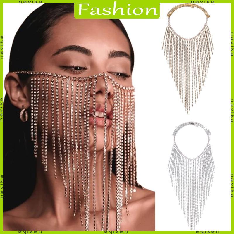 NA Blingbling Crystal Face Chain Tua Rua Pageant Prom Club Mũ nón công chúa