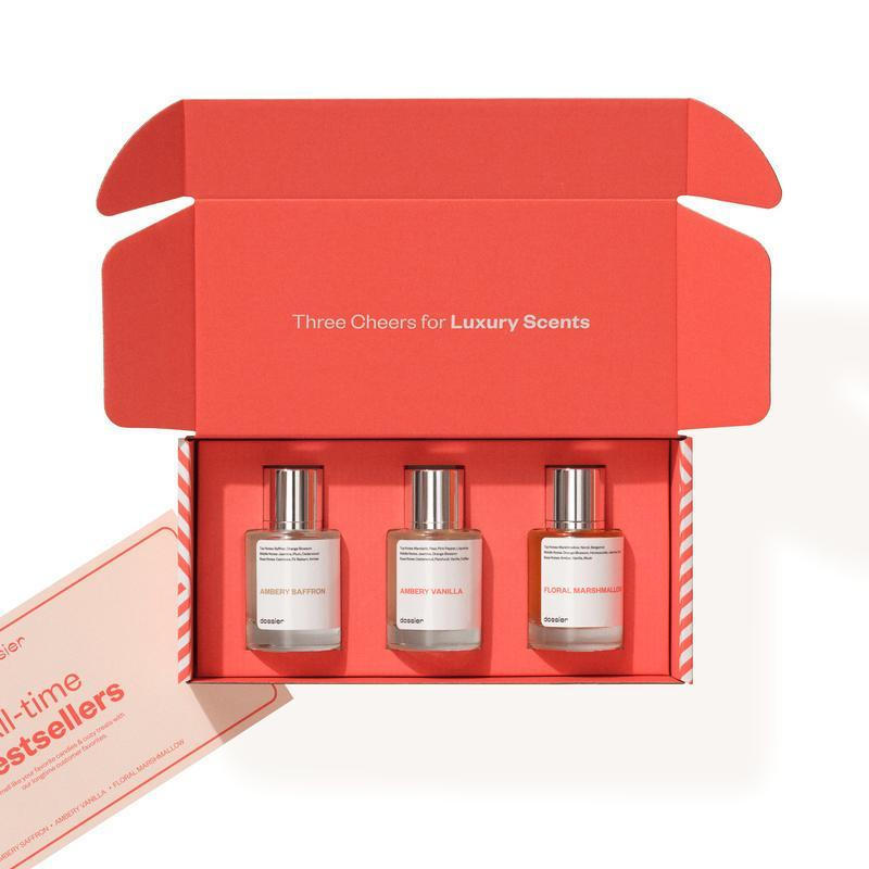 ❈ ❈ ❈ ❈ ✷ ❈ ❈, Dossier, Ambery Saffron, Ambery Vanilla, Kẹo dẻo hoa, Gỗ đàn hương Woody, 3x50ml, ❈ ❈