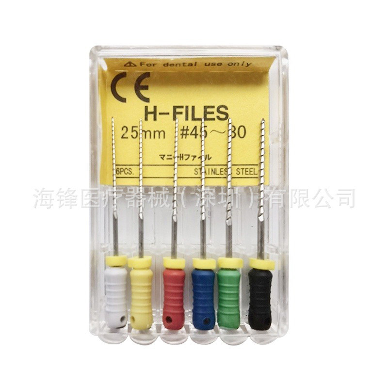 Nha khoa H File H-Type Root Tube File K File Thép không gỉ Hand File H File với Barb H-FILES 6 cái /