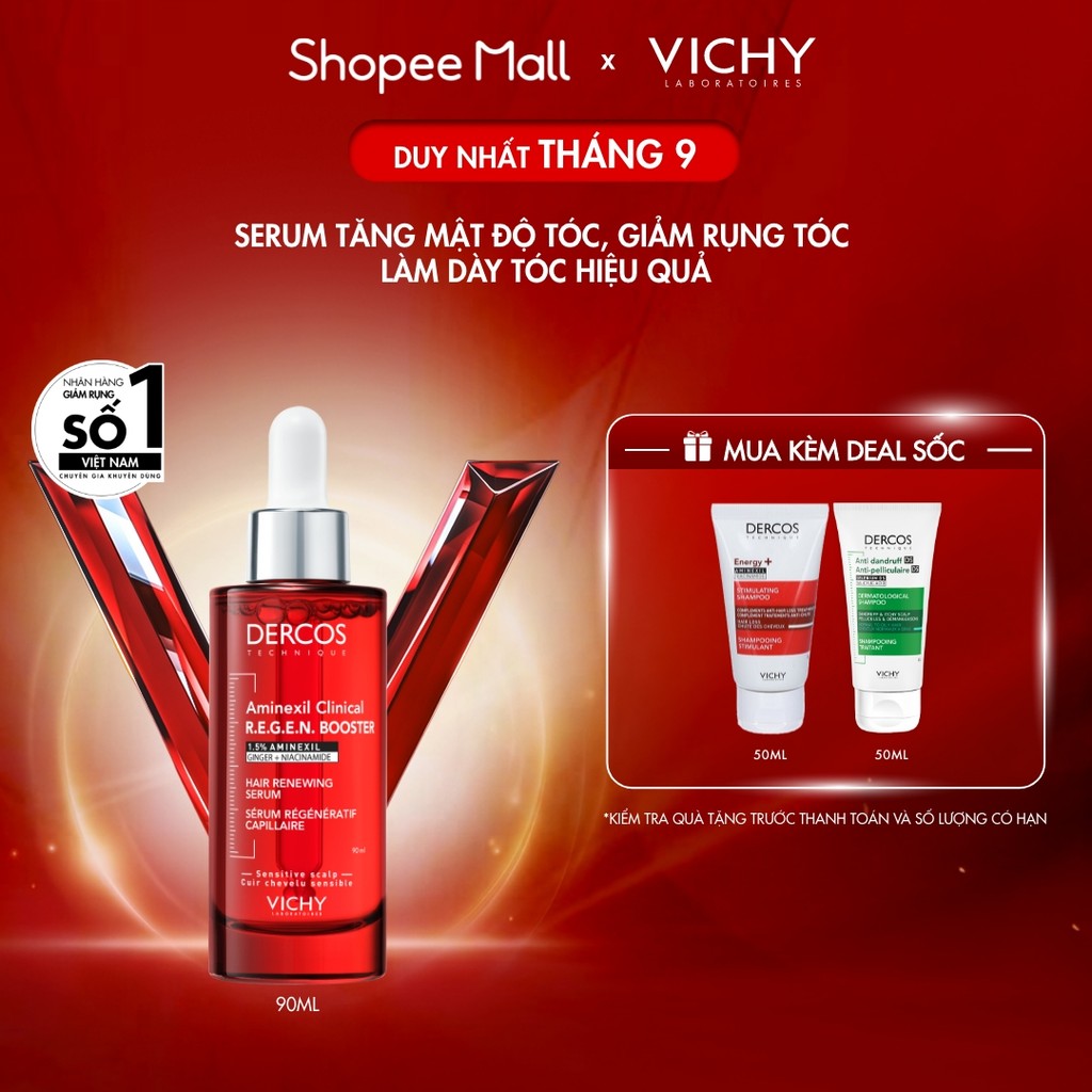 Serum Vichy Dercos tăng mật độ tóc, giảm rụng tóc, làm dày tóc hiệu quả 90ml - Dành cho tóc mỏng, th