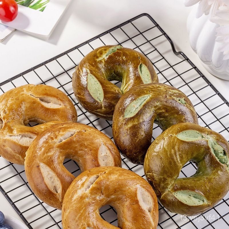 Bánh bagel kiềm nguyên cám 0 béo ít béo kiềm matcha bữa sáng no bụng mặn dai dân văn phòng giao nhan