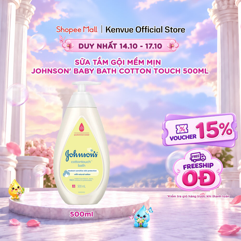 Sữa tắm gội toàn thân mềm mịn Johnson's baby bath Cotton touch 500ml (MỚI) - 100977934