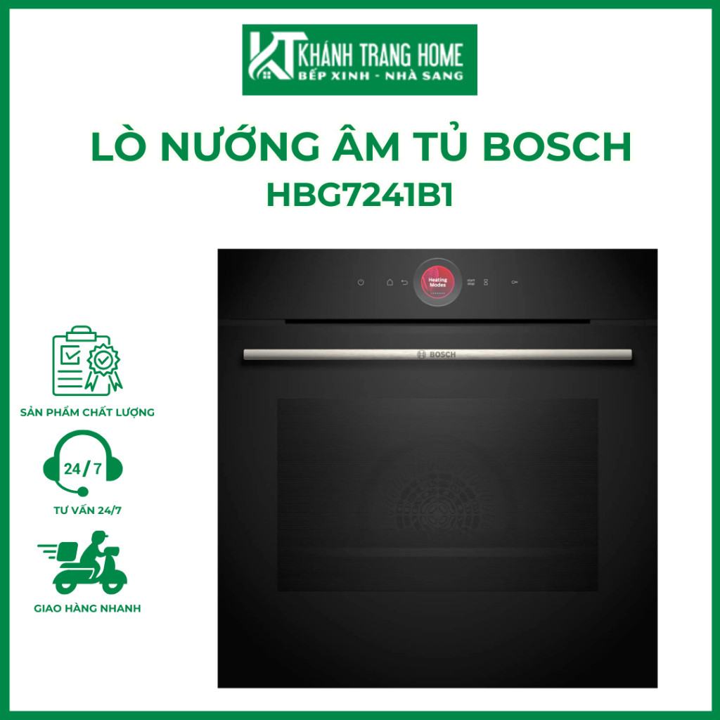 Lò nướng âm tủ BOSCH HBG7241B1 chính hãng màu đen sang trọng vòng điều khiển kỹ thuật tiện dụng - Kh
