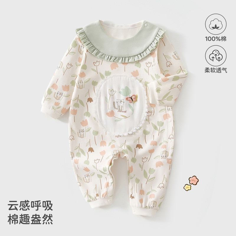 Autumn Infant Rompers Jumpsuit Cute Baby Girl Jumpsuit Casual Princess Style Soft Skin-Friendly Br4s