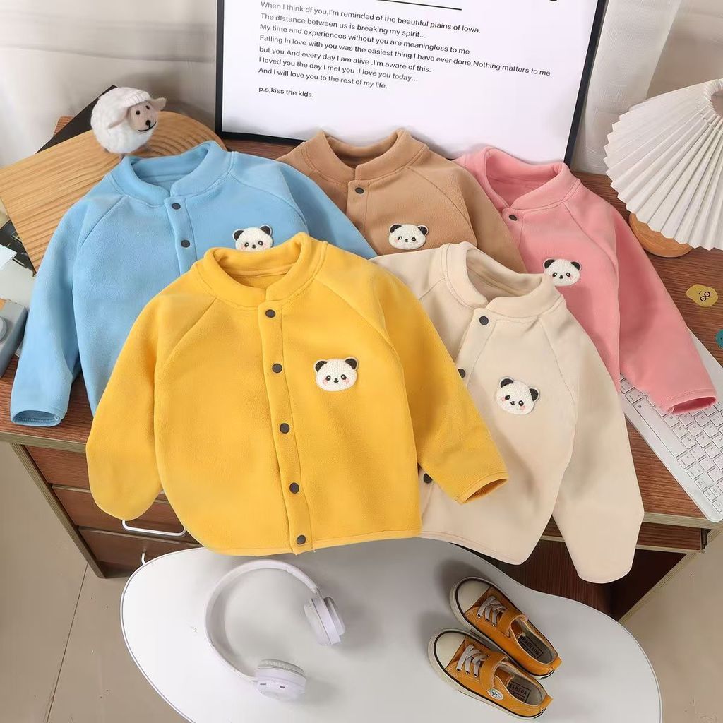 Áo khoác nhung Baby Oli cho bé gái mùa xuân và mùa thu áo khoác dày thời trang dễ thương cho trẻ nhỏ