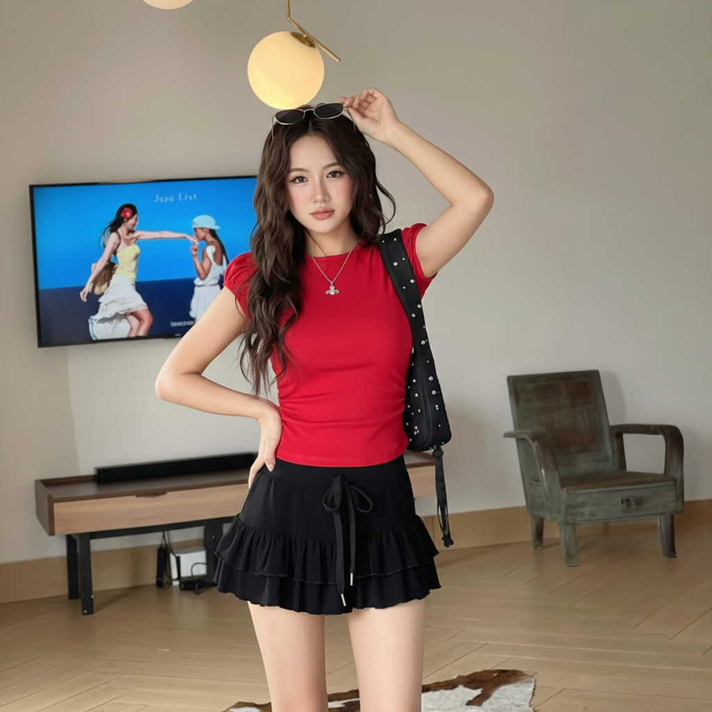 Áo Thun Nữ Tay Ngắn Kiểu Phồng DaaLaa Store Nhún Eo Phong Cách Basic A51491 | BigBuy360 - bigbuy360.vn