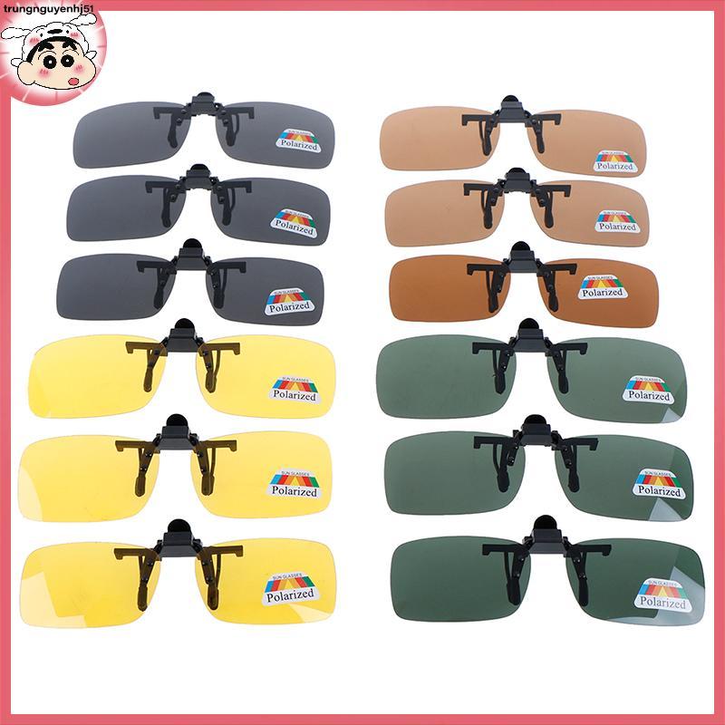 [Tàu 12 giờ] Clip-on Day Night Vision Flip-up Lens Driving Glasses Kính râm VN