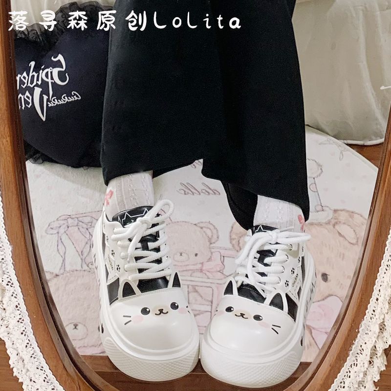 [ECG Meow] lolita lolita Sneaker lo Running Low-Top Daily Sweet Cute lo Shoes lolita Giày đế dày