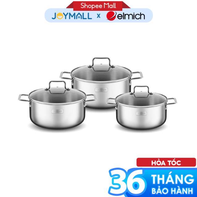 Bộ Nồi Inox 3 Lớp Đáy Liền Elmich TrimaxClassic 2105OL/2106OL 16,18,20,24cm, Hàng Chính Hãng-JoyMall