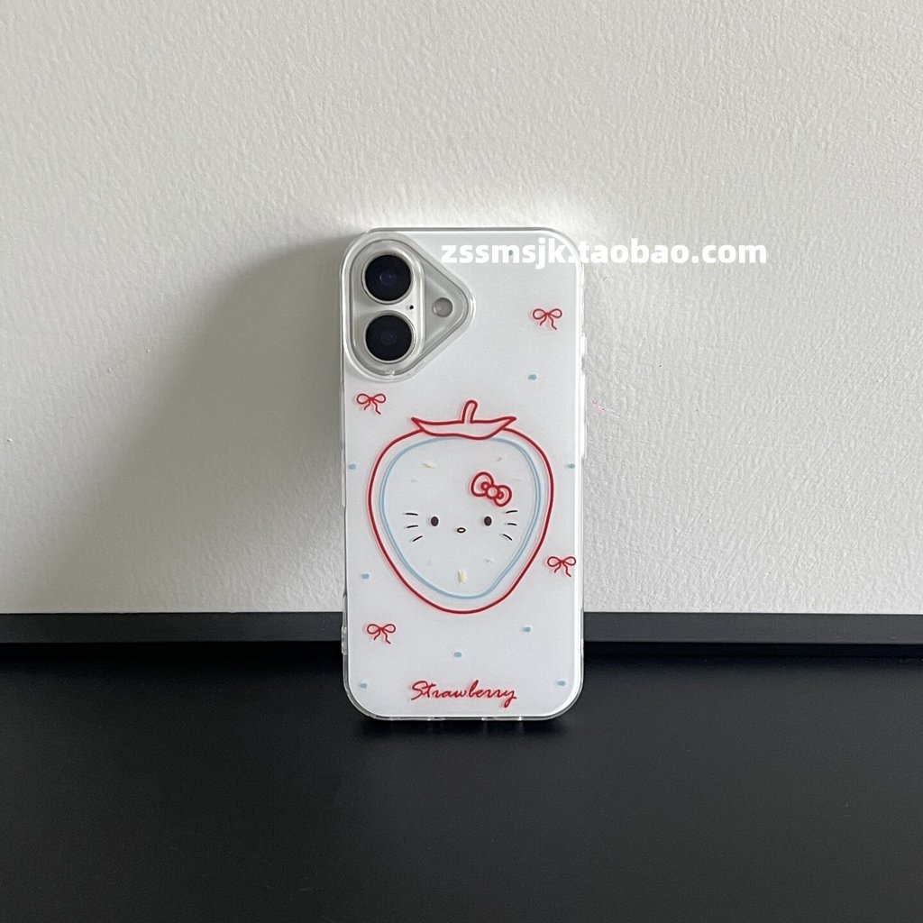 Ốp điện thoại này là gì?Phim Hoạt Hình Dễ Thương Dâu Dòng Mèo iPhone17 Ốp Lưng Điện Thoại 16promax T