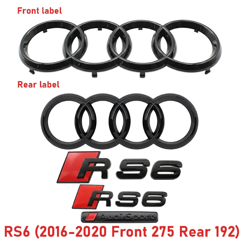 Xe RS6 Phía Trước Hood Nướng Biểu Tượng Phía Sau Thân Xe Huy Hiệu Dán Cho Xe Audi RS6 2016-2020 Dán 