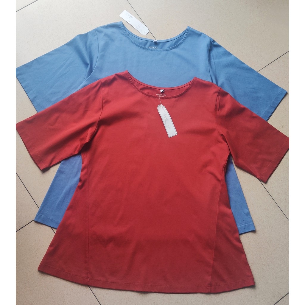 COTTON Đơn Nhật Bản USA Mercerized COTTON Nửa Tay Nữ T