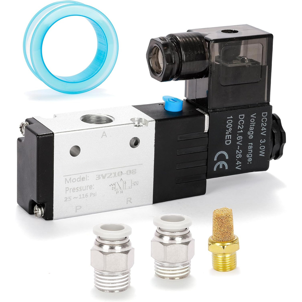 2PCS/Van điện từ ba cổng loại P cho các ứng dụng khí nén 3V210-06, 3V210-08, 3V310 (DC 24V, AC 110V 