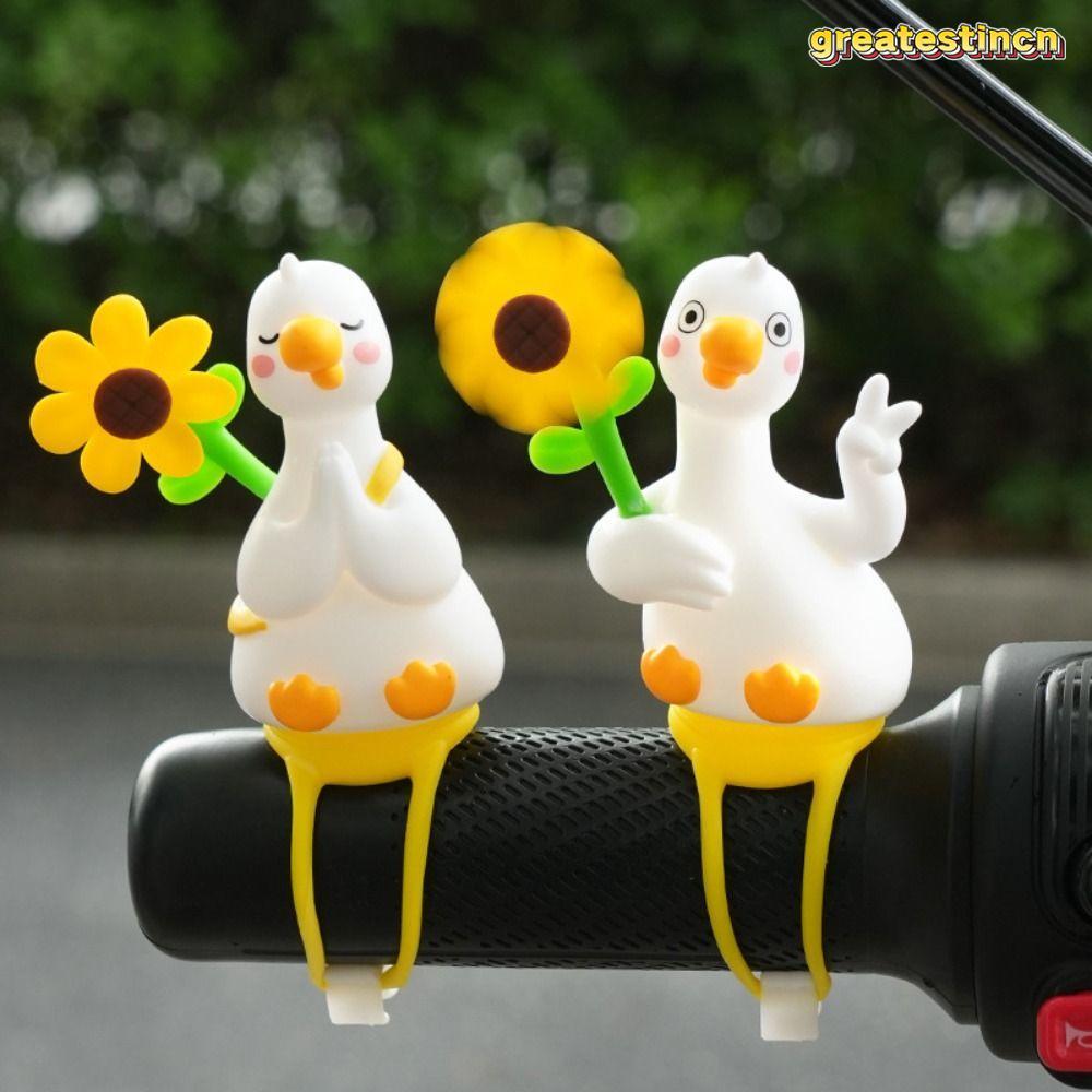 TUYỆT VỜI 1 / 4 Vịt Tay Lái Trang Trí, Hướng Dương Xoay Pinwheel Vịt Trang Trí Xe Đạp, Dây Đàn Hồi D
