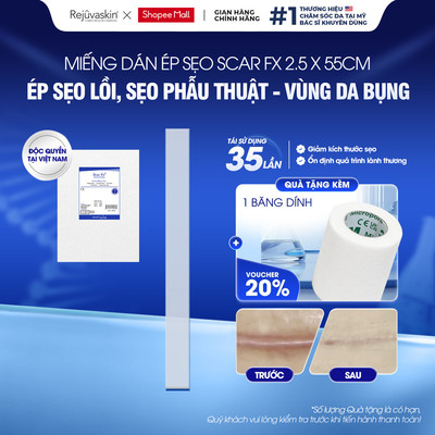 [2.5x55cm] Miếng Dán Sẹo Lồi Bụng Rejuvaskin Scar FX - Xóa Mờ Sẹo Phẫu Thuật Bụng, Sẹo Sinh Mổ