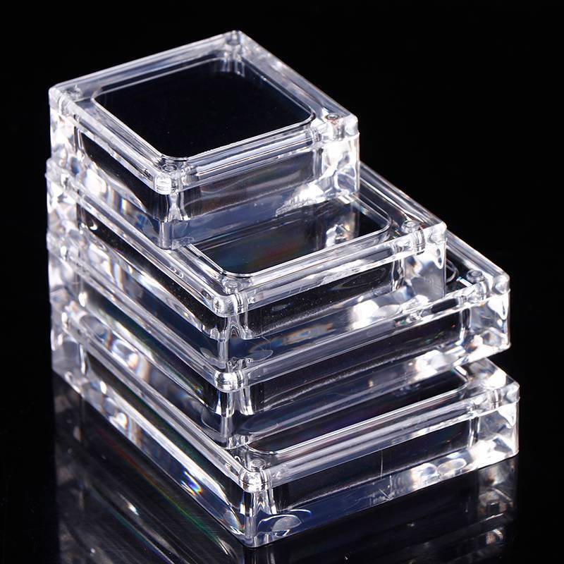 [shine] Hộp đựng đá quý bằng thủy tinh Acrylic Top Gemstone Diamond Display Stand Holder Storage Org