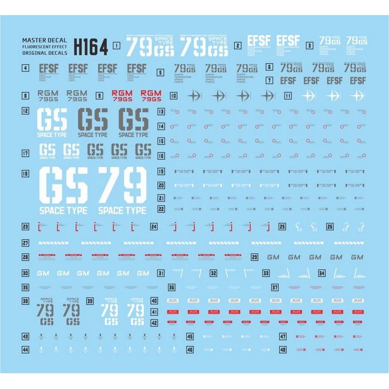 Decal trượt nước MASTER H164 tương thích với HG 1 / 144 RGM-79GS GM COMMAND SPACE EXCLUDES MẪU