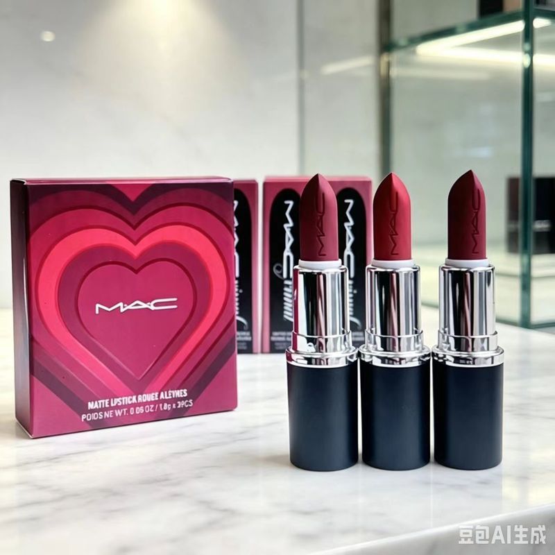 （KEQI) 1  MAC大宠爱口红小样三件套 1.8g*3 时尚可彩妆专用  666#  683#  626#  丝绒雾面哑光裸色唇膏 气质显白