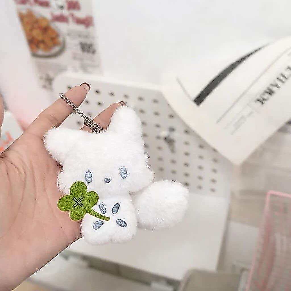 [Khuyến nghị cửa hàng] Lucky Four-leaf Clover Fox Plush Doll Móc khóa Mặt dây chuyền Túi tình yêu Ni