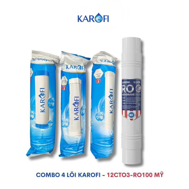 Combo Bộ 123 CTO Smax Duo Và Màng RO Purifim 100GPD Mỹ dùng cho model máy Karofi P95