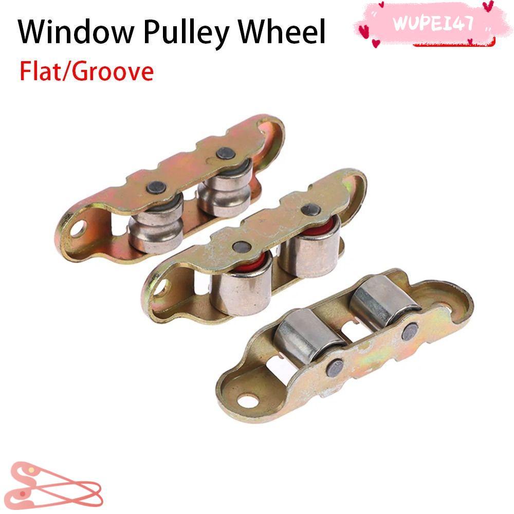 WUPEI47AD 1 Chiếc Bánh Xe Rãnh Phẳng, Bánh Xe Ròng Rọc Cửa Sổ Kim Loại Đôi Bánh Xe, Cửa Phẳng / Rãnh