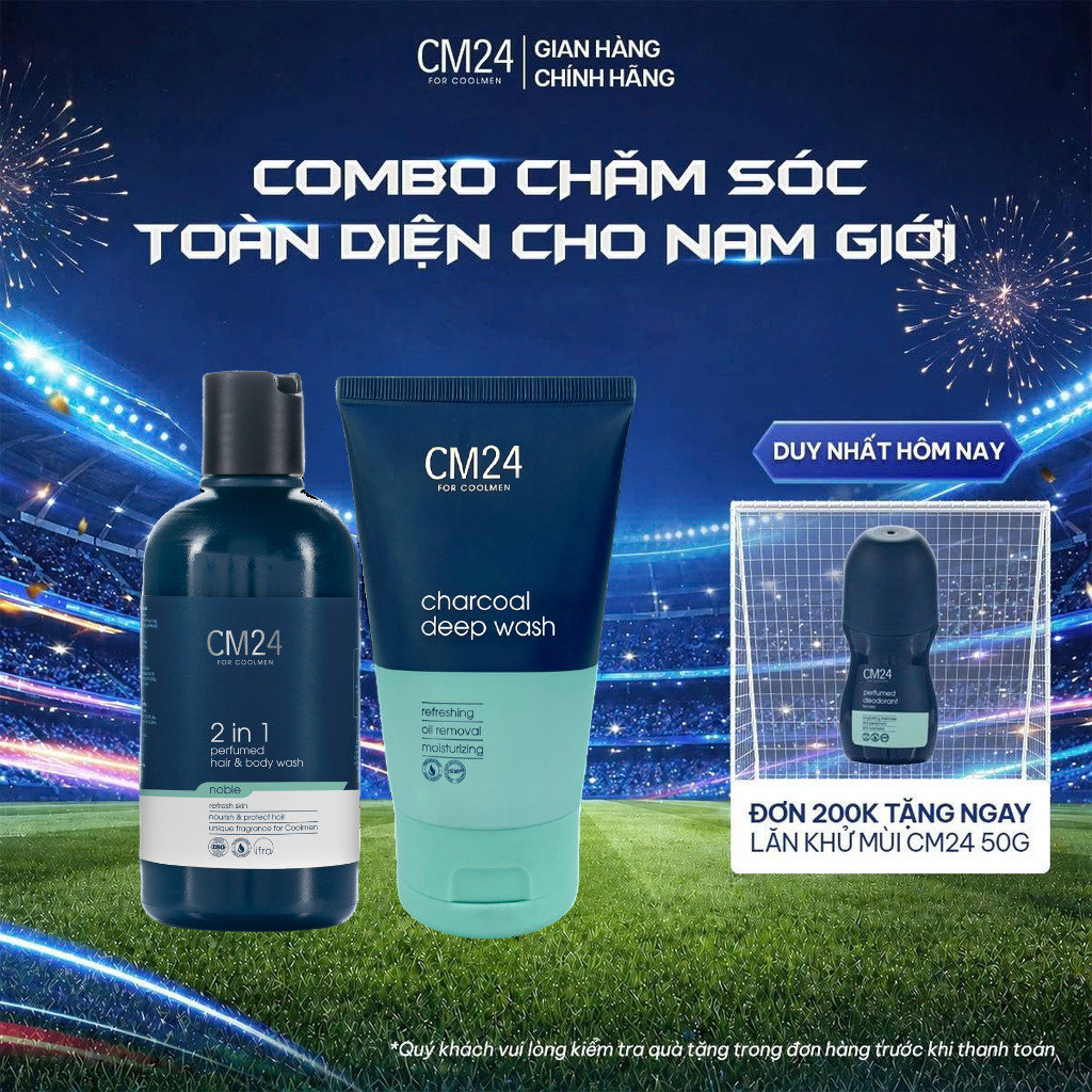 Combo Sữa Tắm Gội 2in1 Noble 180ml Và Kem Rửa Mặt Sạch Sâu 100ml CM24 For Coolmen