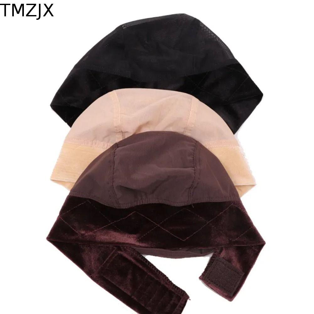 TMZJX Velvet Wig Cap, Invisible Grip Band Wig Grip Cap, Mũ lưới có thể điều chỉnh màu nâu Mũ tóc giả