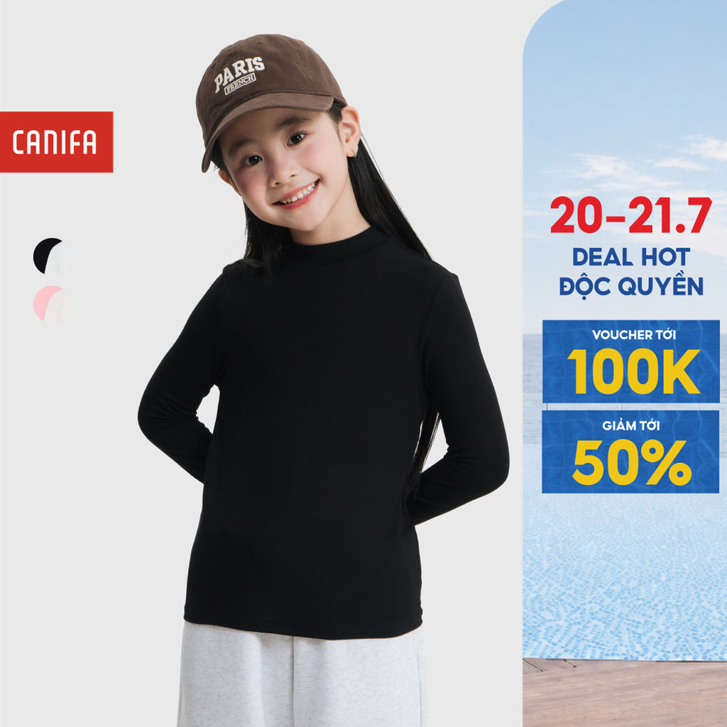 Combo 2 áo giữ nhiệt bé gái CANIFA dài tay cổ cao 1IS25W003