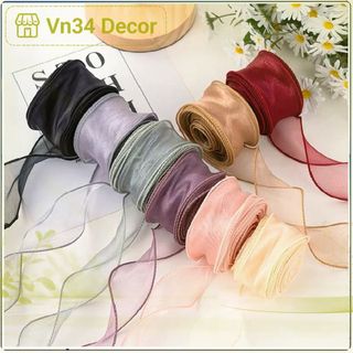 CUỘN RUY BĂNG ĐUÔI CÁ trang trí, ruy băng voan viền sóng biển trang trí bánh sinh nhật, bó hoa