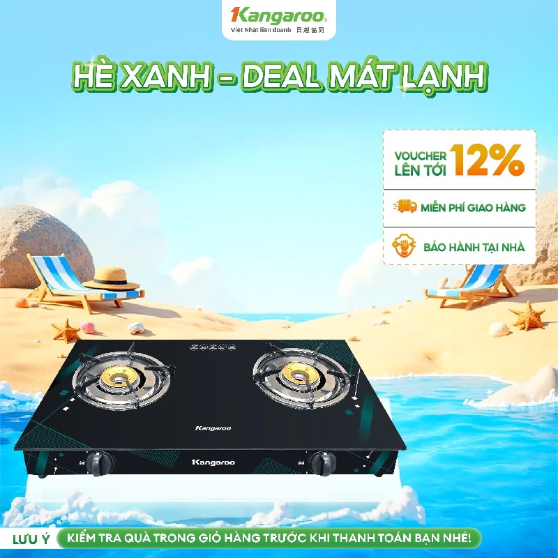 Bếp gas đôi dương kính 2 lò Kangaroo KGGS69G2E - Hưng Thịnh