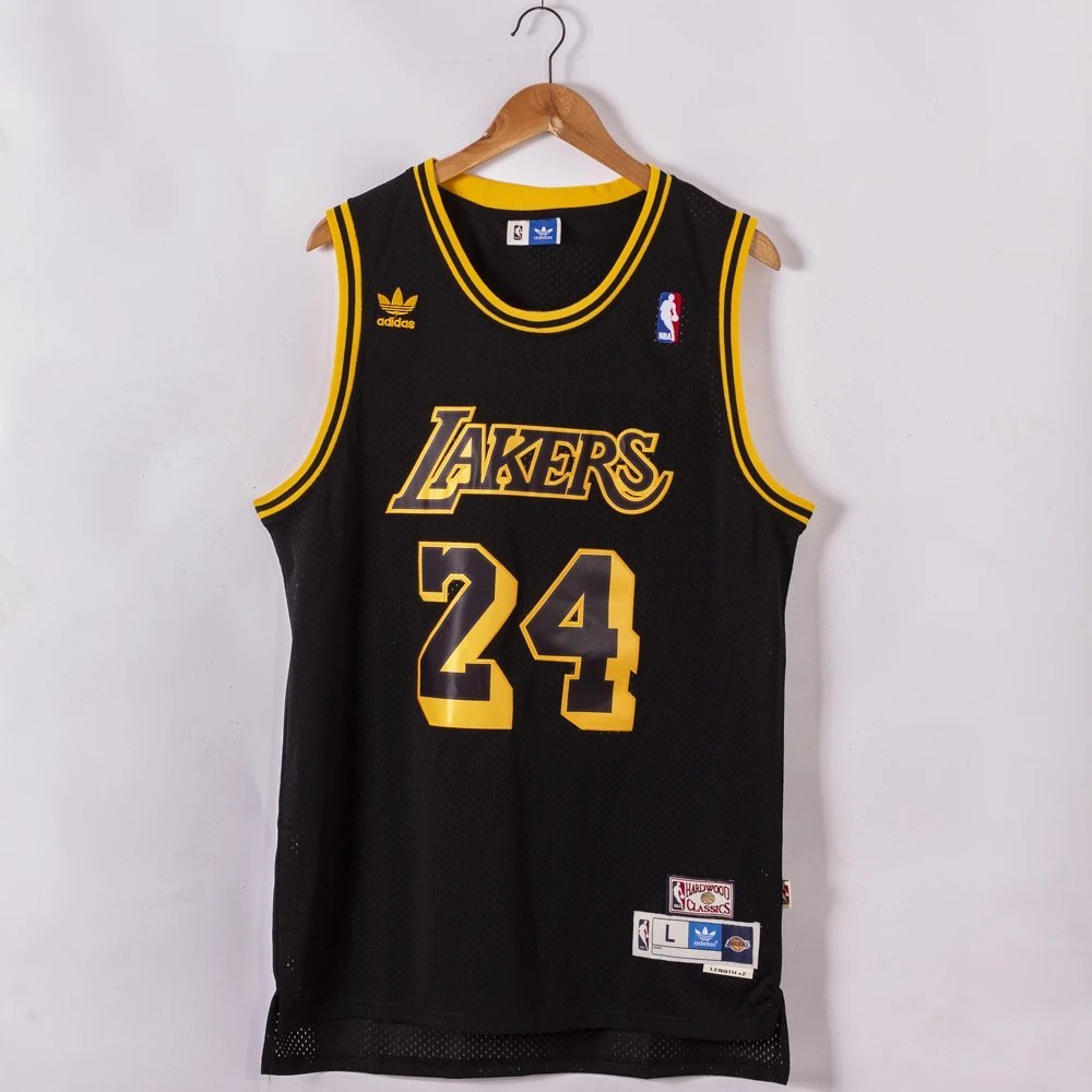 Lakers Đen 24 Kobe Lưới Thêu Jersey Retro nba Bóng Rổ Jersey Thể Thao Nam