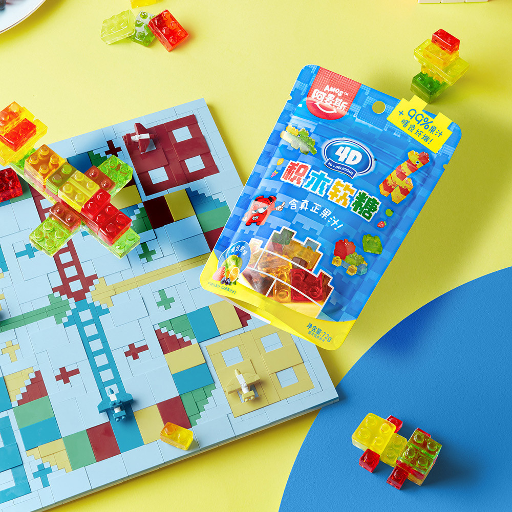 Hương Vị Trái Cây 4d Đồ Ăn Nhẹ Nước Kẹo Gummy Trẻ Em Nước ép 72g Kẹo Đồ Ăn Nhẹ Kẹo Sandwich Khối Xây