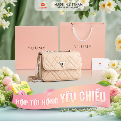 Bộ hộp quà YUUMY (Túi đeo chéo nữ YUUMY YN279 + Hộp quà YHQ2 + Túi giấy YTG2 + Túi rút BVR3838 + Thiệp cảm ơn YBT1)
