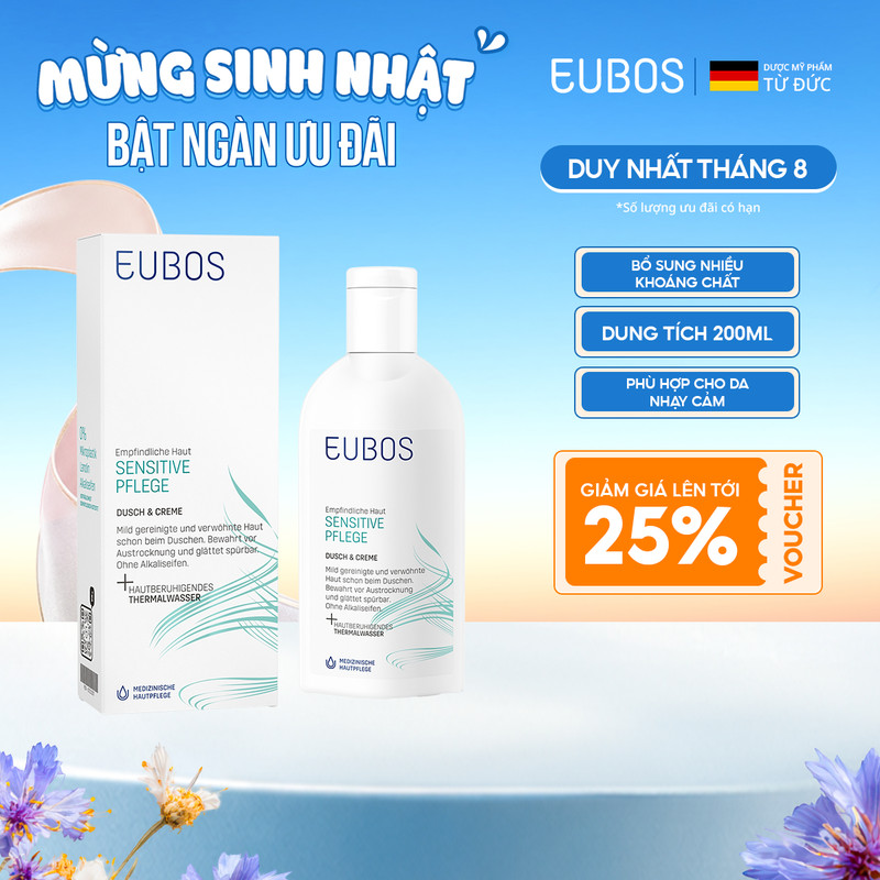 Sữa Tắm Cho Da Khô, Nhạy Cảm EUBOS Sensitive Shower And Cream 200ml