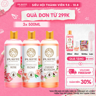 [Bao Bì 2025] Sữa Tắm Purité Hương Hoa Anh Đào 500ML & Hoa Hồng 500ML & Hoa Mẫu Đơn 500ML