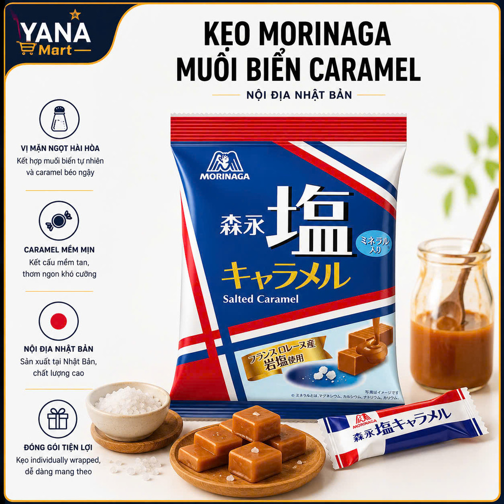 Kẹo Muối Caramel Morinaga Nhật Bản 83g – Kẹo Sữa Caramel Muối Biển Mềm Thơm, Vị Ngọt Mặn Hài Hòa