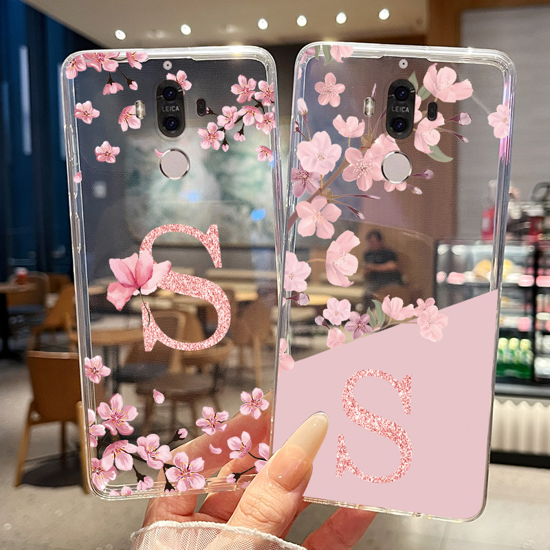 Ốp Điện Thoại Cho Huawei Mate 9 MHA-L09 L29 Ốp Lưng Chữ Hoa Trong Suốt Mỏng Silicon Mềm Cặp Đôi Dành