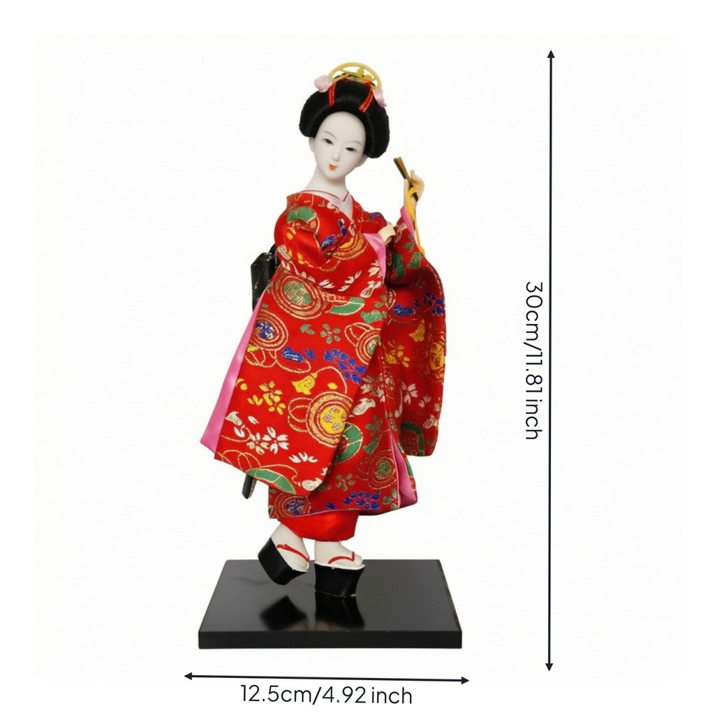 Búp bê Kimono Geisha Nhật Bản Đứng Búp bê Geisha Nhật Bản Artisanal Sáng cho Bộ sưu tập, Để bàn, Kệ