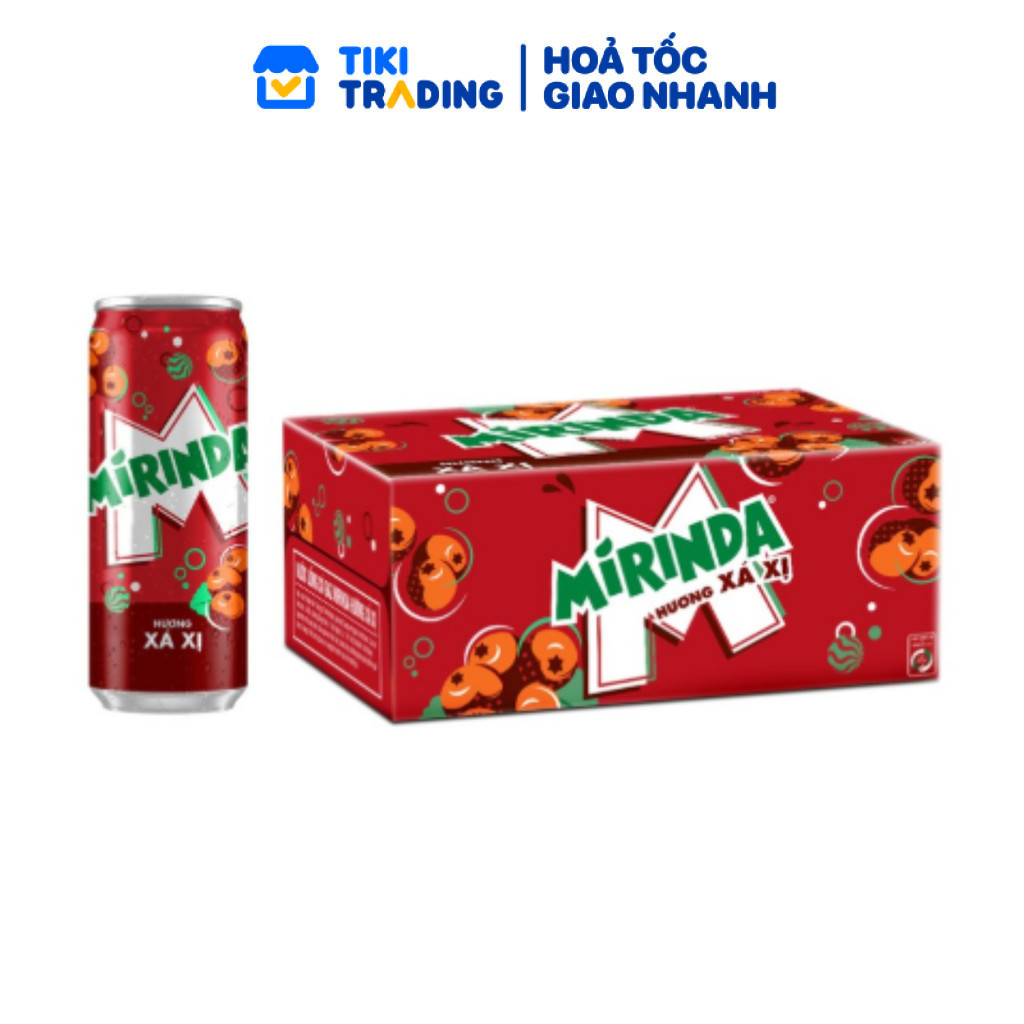 Thùng 24 Lon Nước Ngọt Có Gas Mirinda Xá Xị (320ml/Lon)