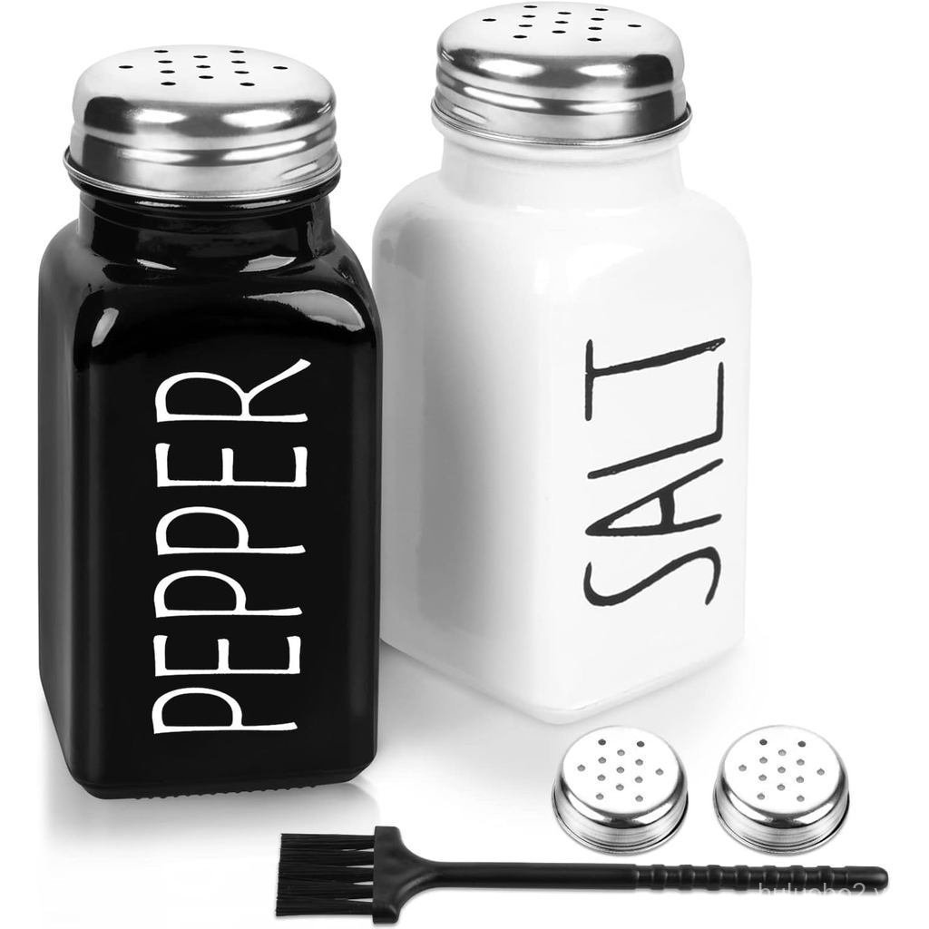 2Salt and pepper seasoning bottle set，Glass seasoning bottle with stainless steel lid，Modern Cute Co