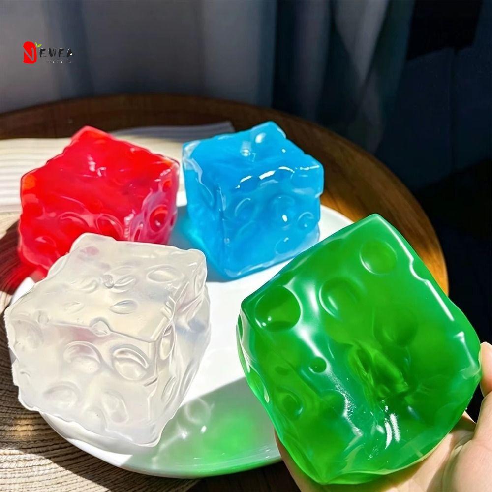 NEWEARTH LIMIT Cheese Cube Ball, Pinch Square Cheese Squishy Toy, Bóng Nhựa Siêu Mềm 7.5cm Dầu Dừa C
