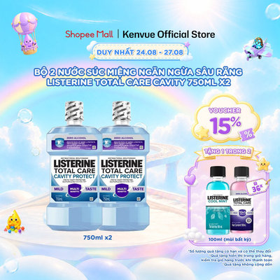 Combo 2 Nước Súc Miệng Listerine Total Care CavityCare 750ml