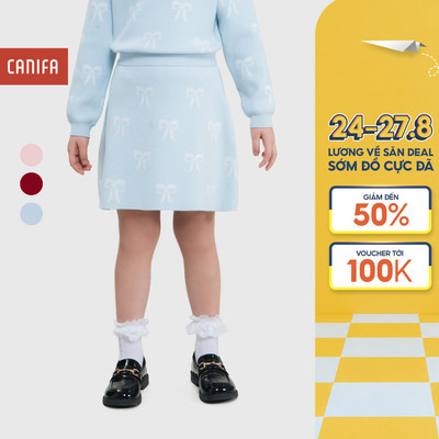 Chân váy len bé gái CANIFA dáng A in họa tiết 1KS25C008